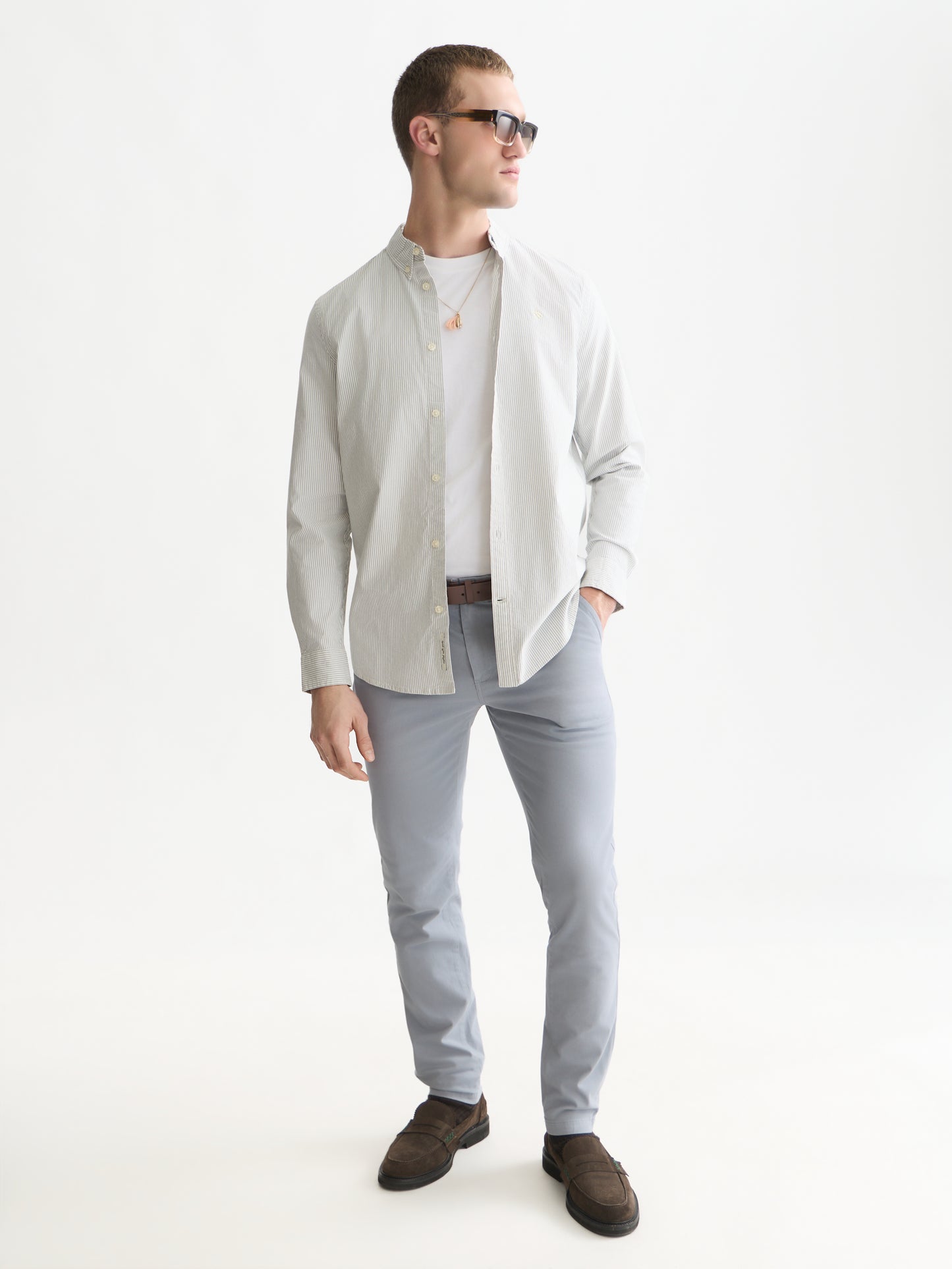 White Smoke חולצה מכופתרת אוקספורד לגברים Seasonal Core Striped SCOTCH & SODA
