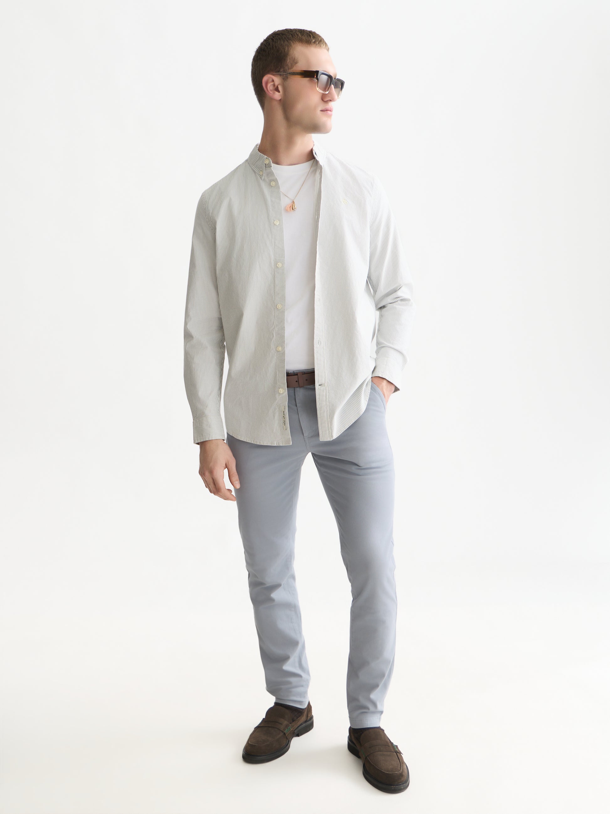 White Smoke חולצה מכופתרת אוקספורד לגברים Seasonal Core Striped SCOTCH & SODA