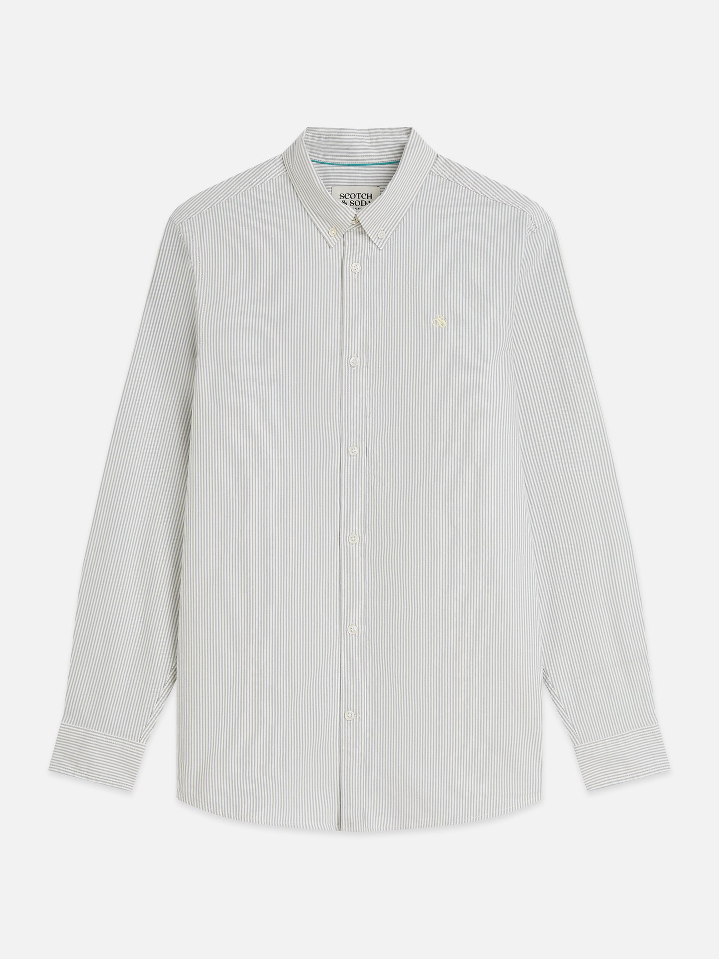 Light Gray חולצה מכופתרת אוקספורד לגברים Seasonal Core Striped SCOTCH & SODA