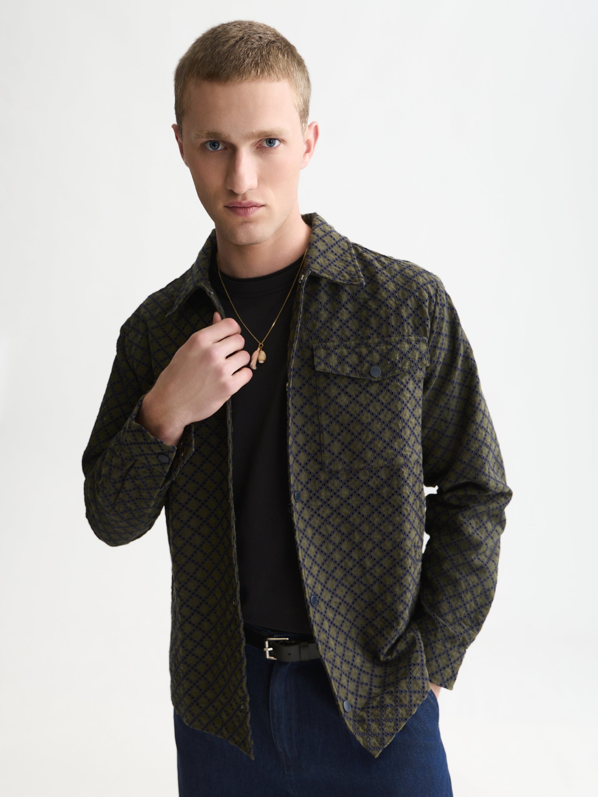 White Smoke ג'קט מעיל לגברים Broderie Anglaise Coach SCOTCH & SODA