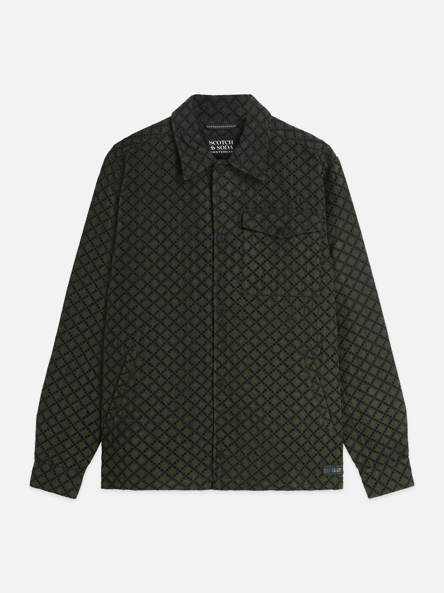 Dark Slate Gray ג'קט מעיל לגברים Broderie Anglaise Coach SCOTCH & SODA
