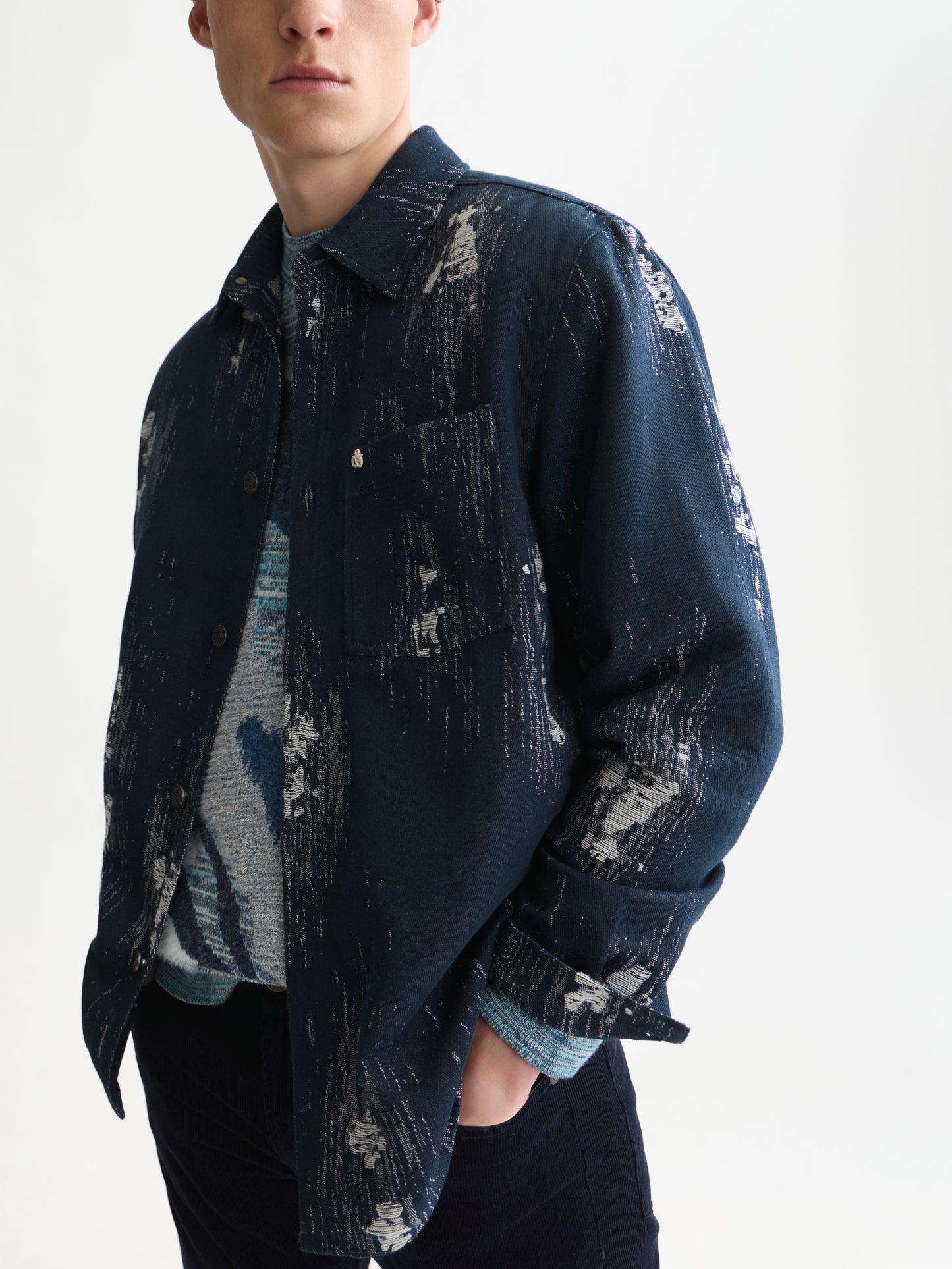 White Smoke ג'קט ז'קארד לגברים Jacquard Relaxed SCOTCH & SODA
