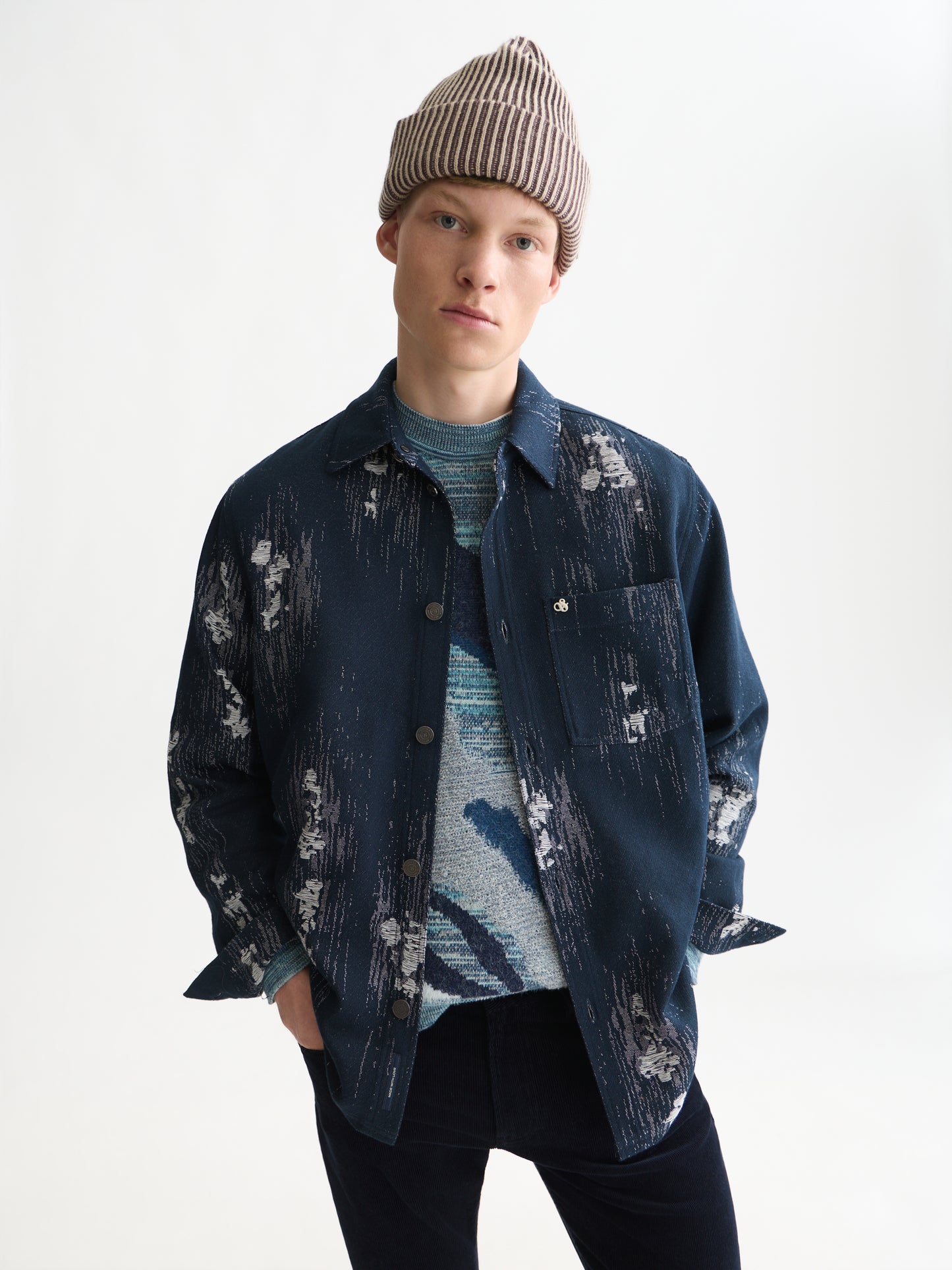 White Smoke ג'קט ז'קארד לגברים Jacquard Relaxed SCOTCH & SODA