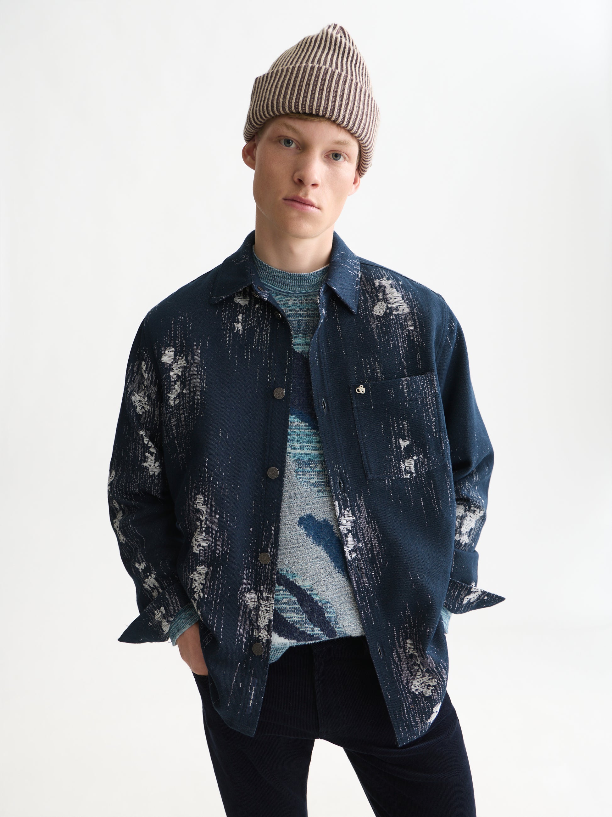 White Smoke ג'קט ז'קארד לגברים Jacquard Relaxed SCOTCH & SODA