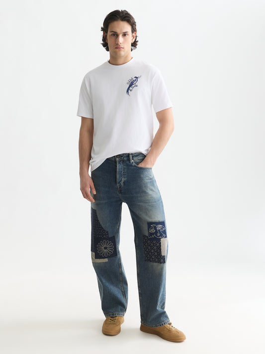 White Smoke טי שירט קצרה לגברים Delfts Blauw SCOTCH & SODA