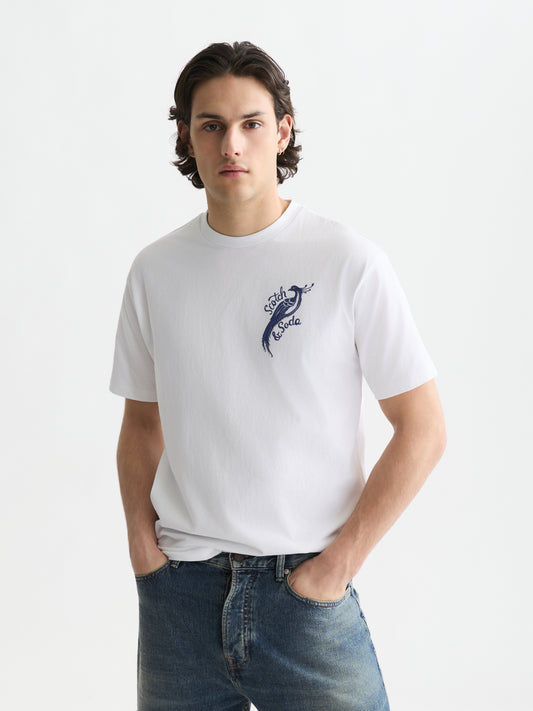 White Smoke טי שירט קצרה לגברים Delfts Blauw SCOTCH & SODA