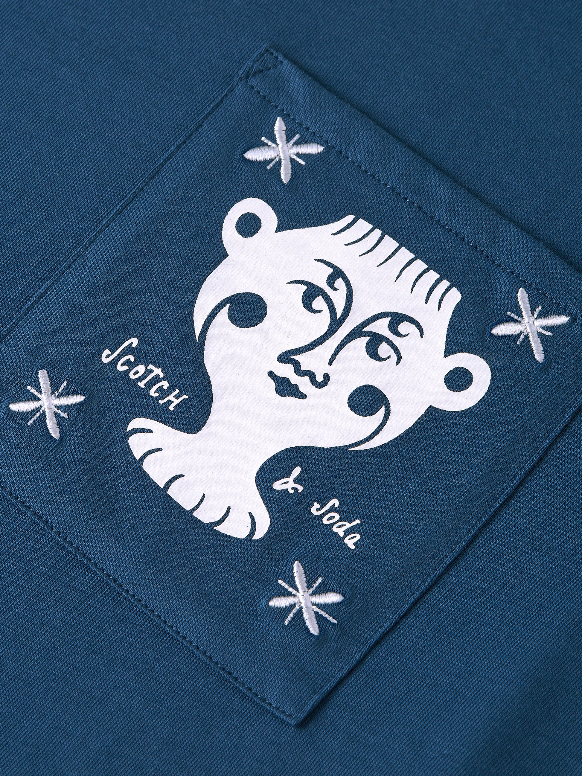 Dark Slate Gray טי שירט קצרה לגברים Chest Pocket With Artwork SCOTCH & SODA