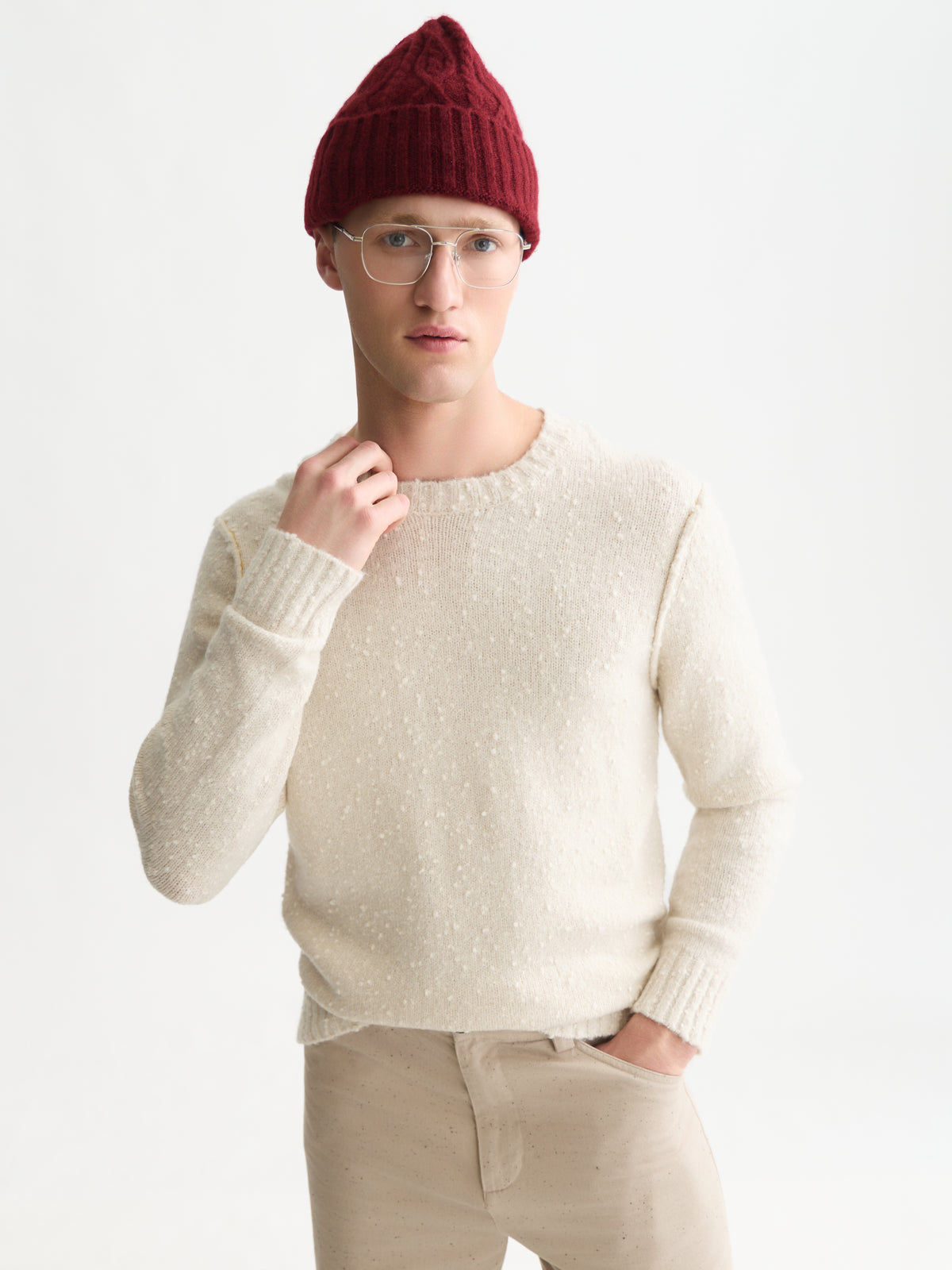 White Smoke סוודר לגברים Boucle Melange SCOTCH & SODA
