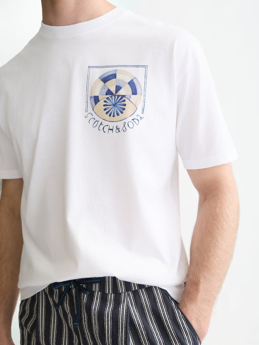 White Smoke טי שירט קצרה לגברים Front And Back Artwork SCOTCH & SODA