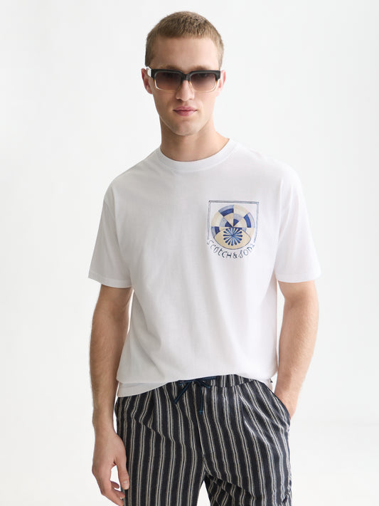 White Smoke טי שירט קצרה לגברים Front And Back Artwork SCOTCH & SODA