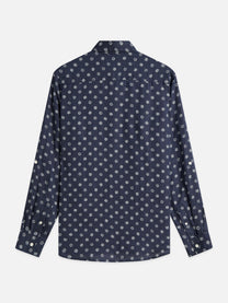 White Smoke חולצה מכופתרת ארוכה לגברים Printed Linen SCOTCH & SODA
