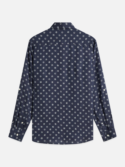 חולצה מכופתרת ארוכה לגברים Printed Linen