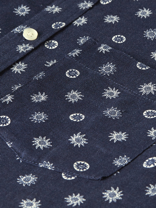 חולצה מכופתרת ארוכה לגברים Printed Linen