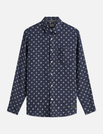 White Smoke חולצה מכופתרת ארוכה לגברים Printed Linen SCOTCH & SODA