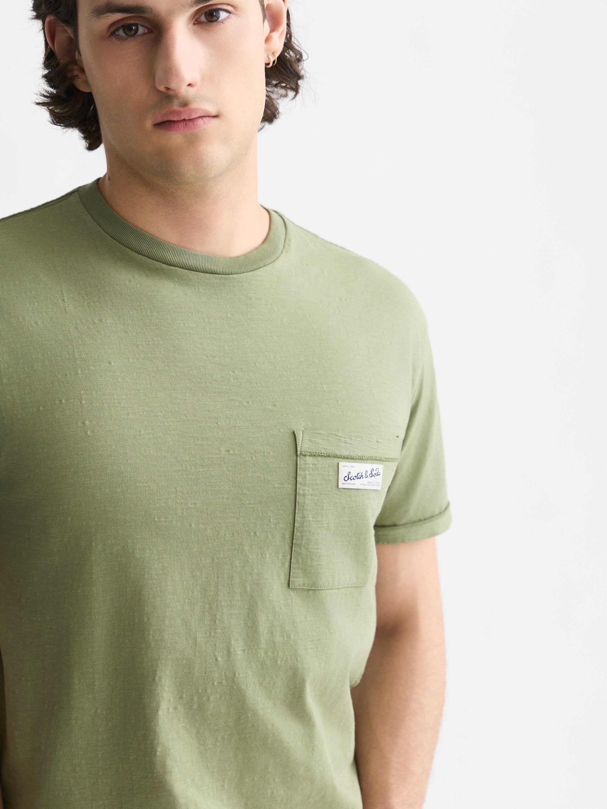 Dark Sea Green טי שירט קצרה לגברים Garment-Dye SCOTCH & SODA