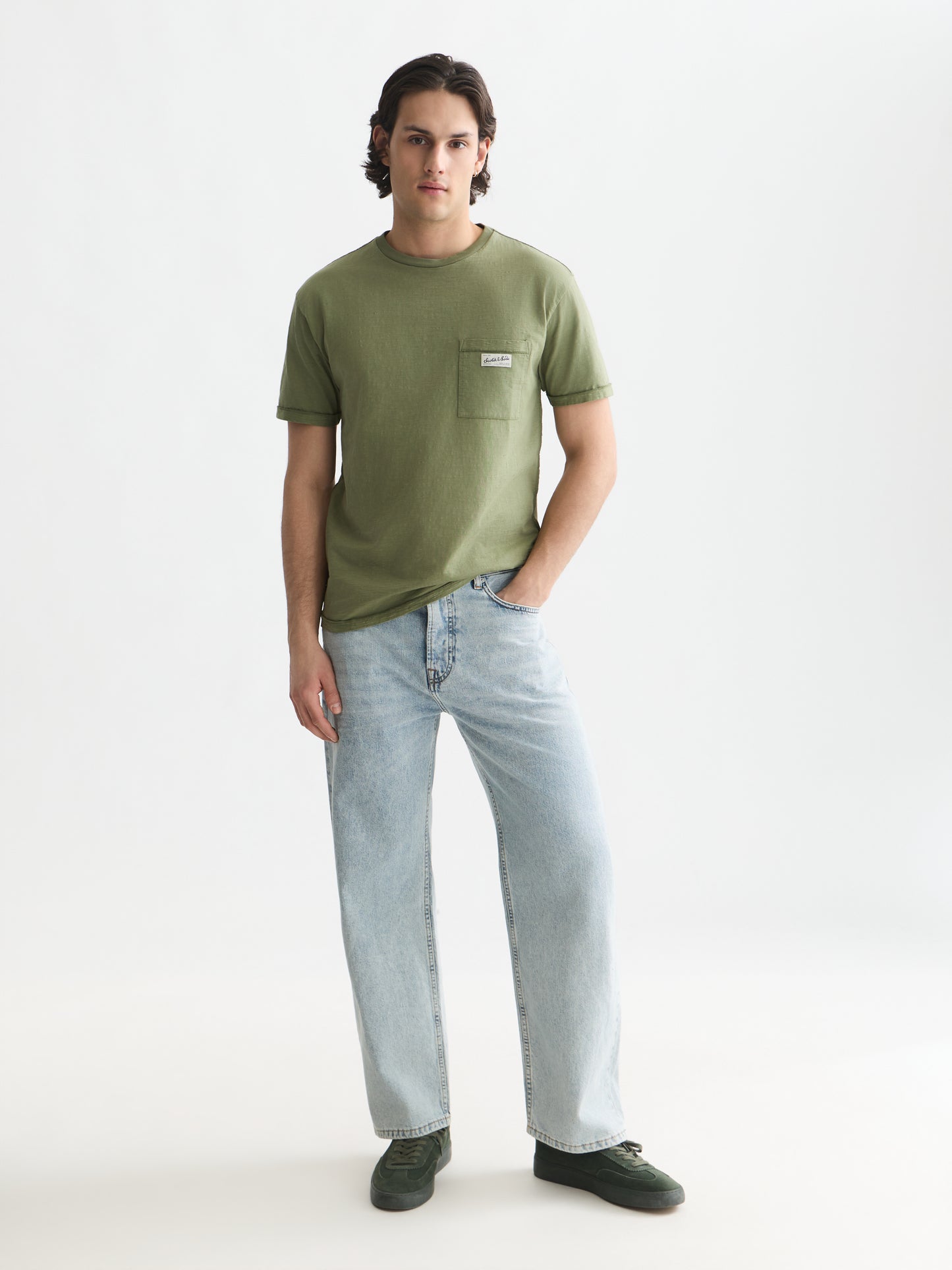 White Smoke טי שירט קצרה לגברים Garment-Dye SCOTCH & SODA