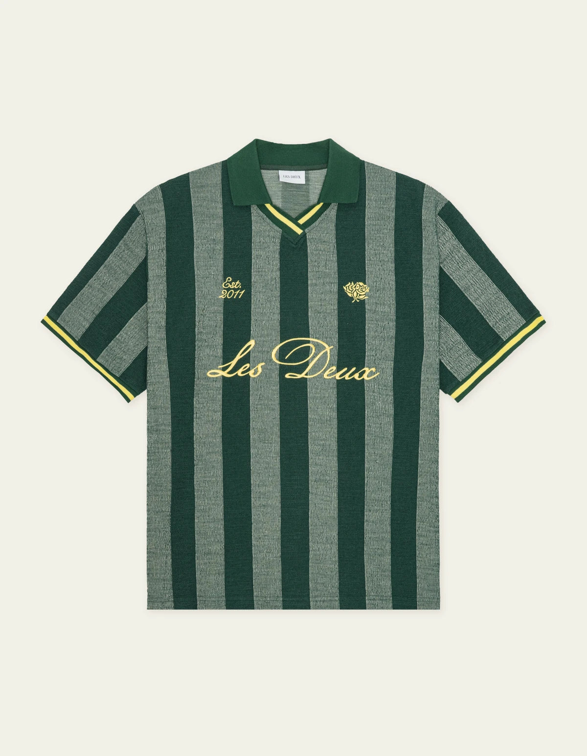 Seashell חולצת פולו גברים Stripe Jacquard Football Jersey LES DEUX