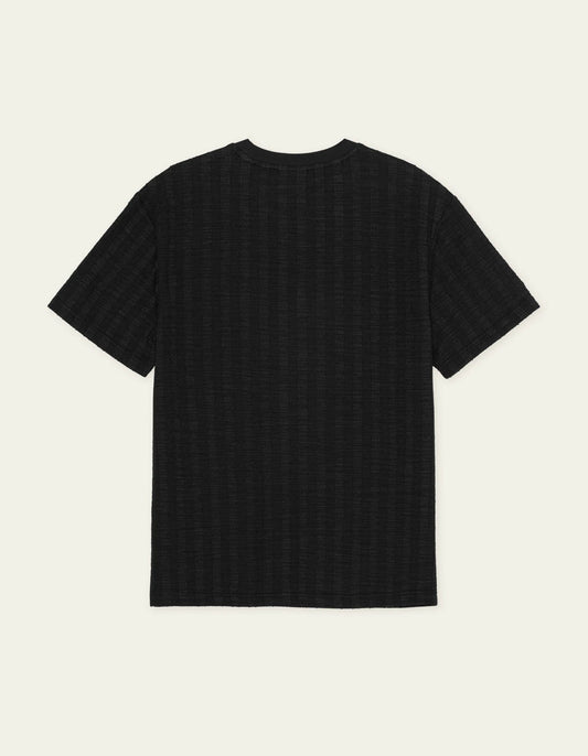 Black טי שירט קצרה לגברים Stripe Jacquard T-Shirt LES DEUX