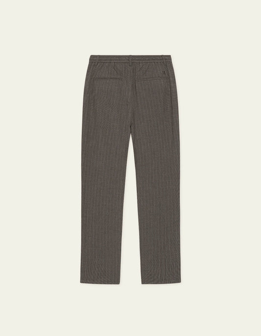 Dark Olive Green מכנסיים ארוכים לגברים Pinstripe Tapered Suit Pants LES DEUX