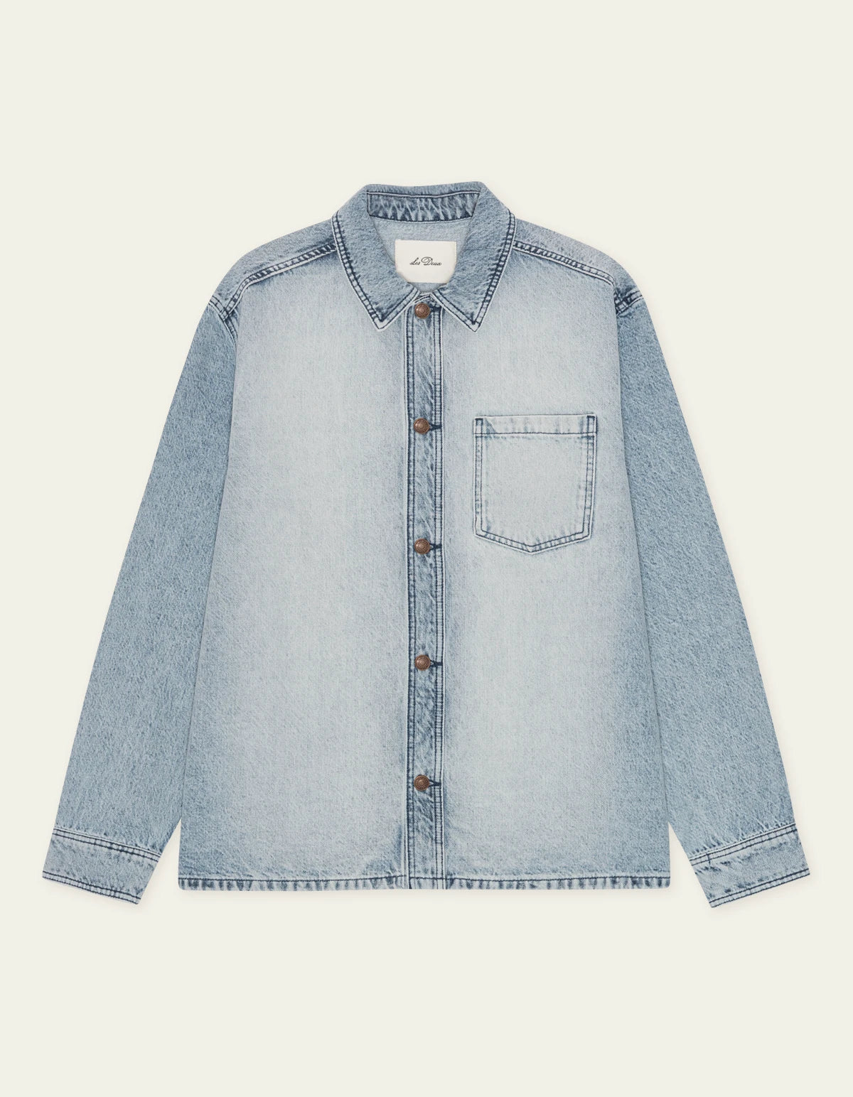 Gray חולצה מכופתרת ארוכה לגברים Bleached Denim Overshirt LES DEUX