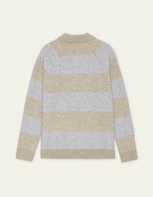 Gray חולצת פולו סרוגה לגברים Striped Melange Knitted Polo LES DEUX