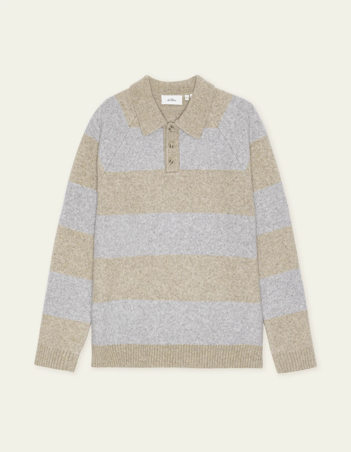Gray חולצת פולו סרוגה לגברים Striped Melange Knitted Polo LES DEUX