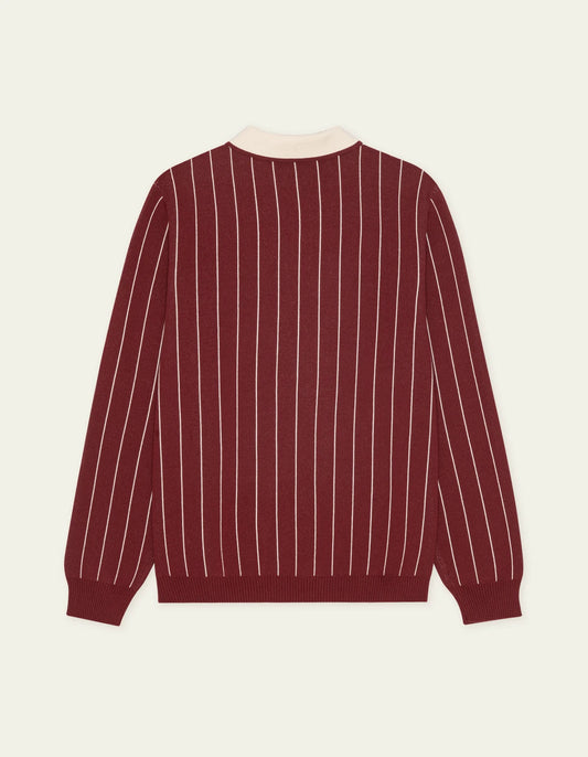 Saddle Brown סוודר לגברים Signature Knitted LS Polo LES DEUX