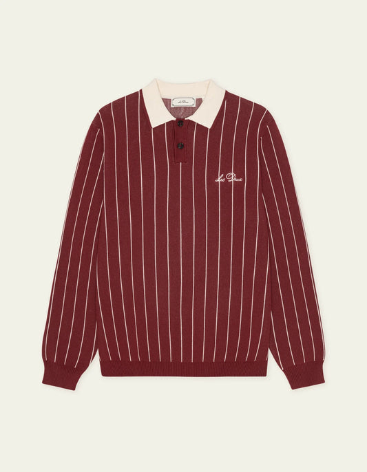 Saddle Brown סוודר לגברים Signature Knitted LS Polo LES DEUX