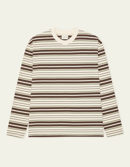Light Gray טי שירט ארוכה לגברים Stripe LS T-Shirt LES DEUX
