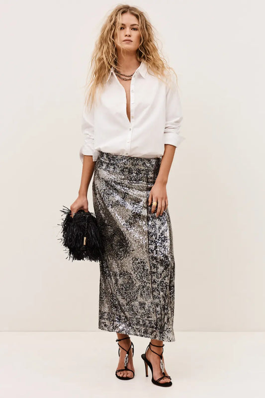 Antique White חולצה מכופתרת ארוכה לנשים Chiren Shirt BA&SH
