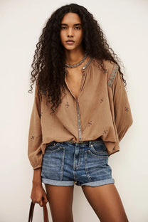 Lavender חולצה מכופתרת ארוכה רקומה לנשים Dalila Shirt BA&SH