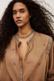 Black חולצה מכופתרת ארוכה רקומה לנשים Dalila Shirt BA&SH