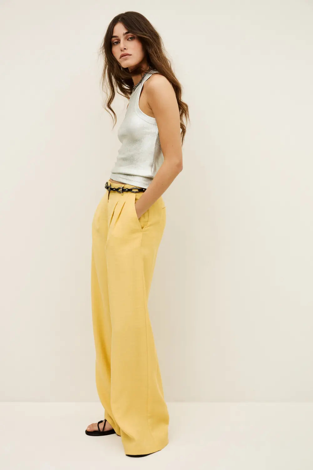 Light Goldenrod מכנסיים רחבים לנשים Deana BA&SH