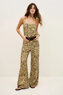 Antique White מכנסיים ארוכים רחבים לנשים Pali Pants Yellow BA&SH