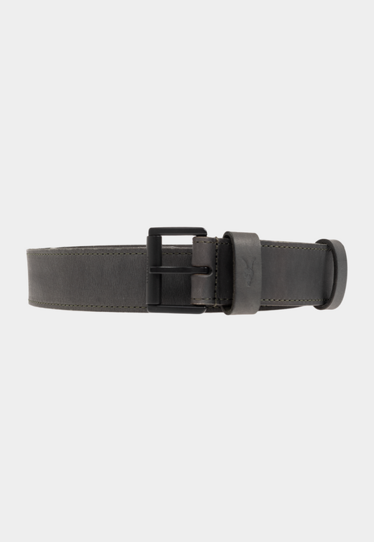 Dark Slate Gray חגורת עור לגברים עם אבזם Western ALLSAINTS