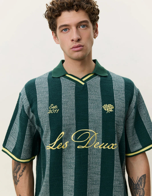 Lavender חולצת פולו גברים Stripe Jacquard Football Jersey LES DEUX