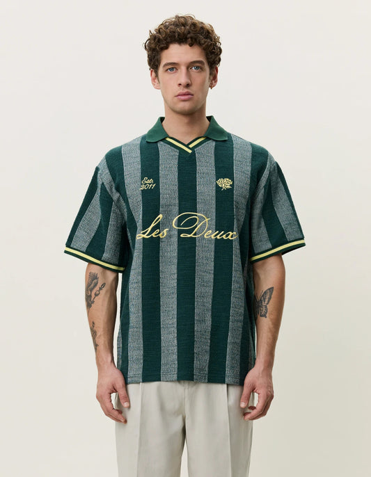 Lavender חולצת פולו גברים Stripe Jacquard Football Jersey LES DEUX