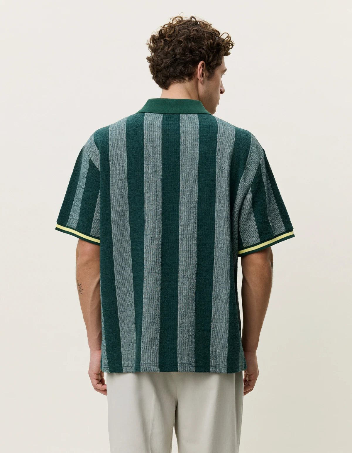 Lavender חולצת פולו גברים Stripe Jacquard Football Jersey LES DEUX