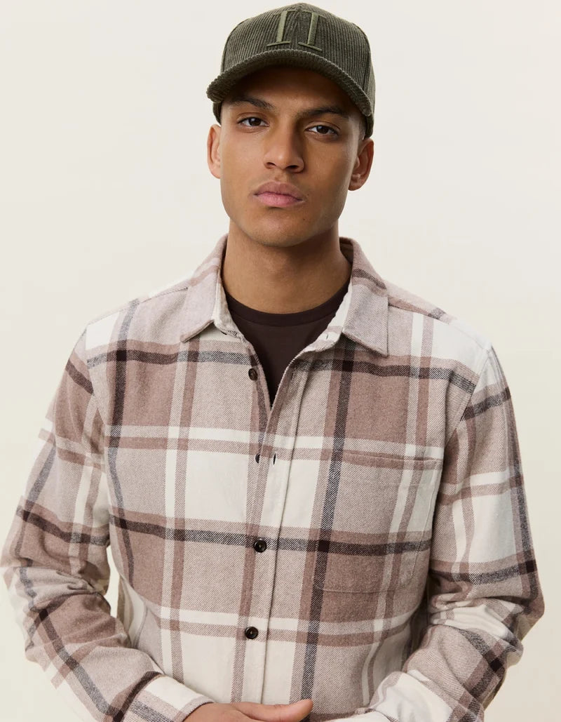 Antique White חולצה מכופתרת ארוכה לגברים Check Flannel Shirt LES DEUX