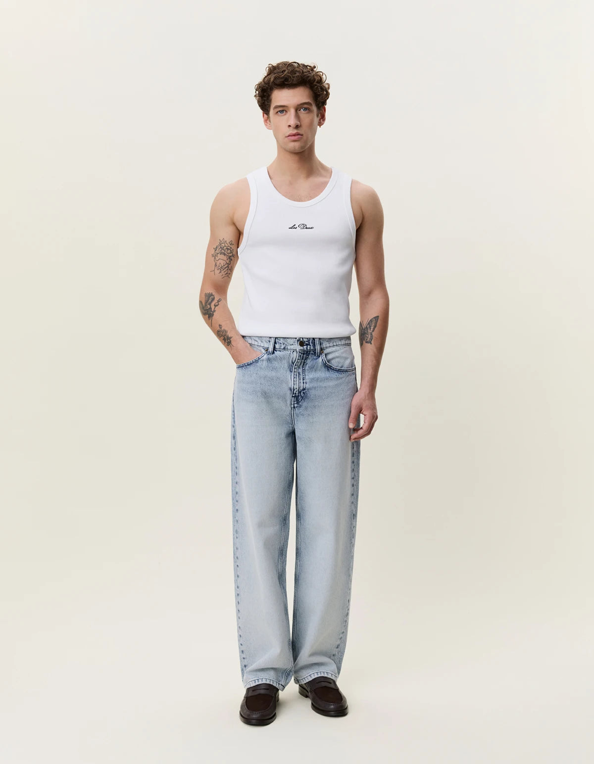 Lavender ג'ינס ארוך לגברים Roi Bleached Denim Jeans LES DEUX