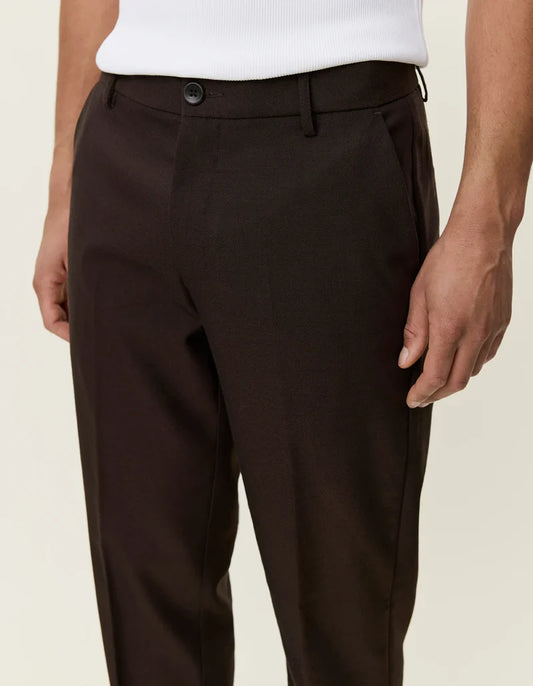 Black מכנסיים ארוכים לגברים Brushed Twill Reg Suit Pants LES DEUX