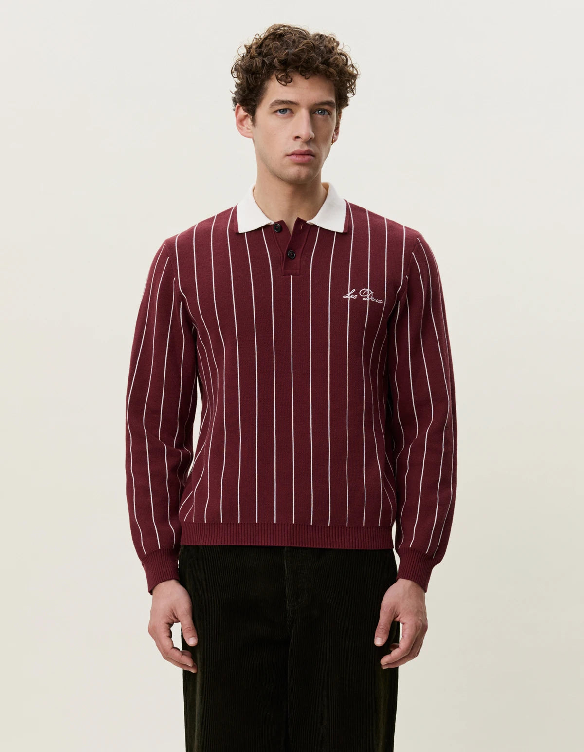 Lavender סוודר לגברים Signature Knitted LS Polo LES DEUX