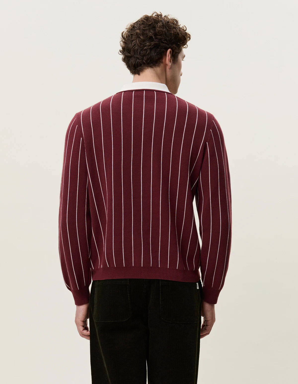 Black סוודר לגברים Signature Knitted LS Polo LES DEUX