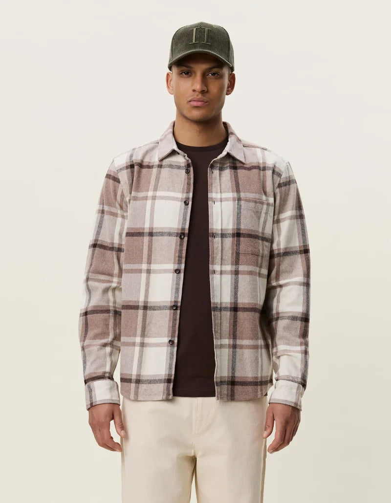 Lavender חולצה מכופתרת ארוכה לגברים Check Flannel Shirt LES DEUX