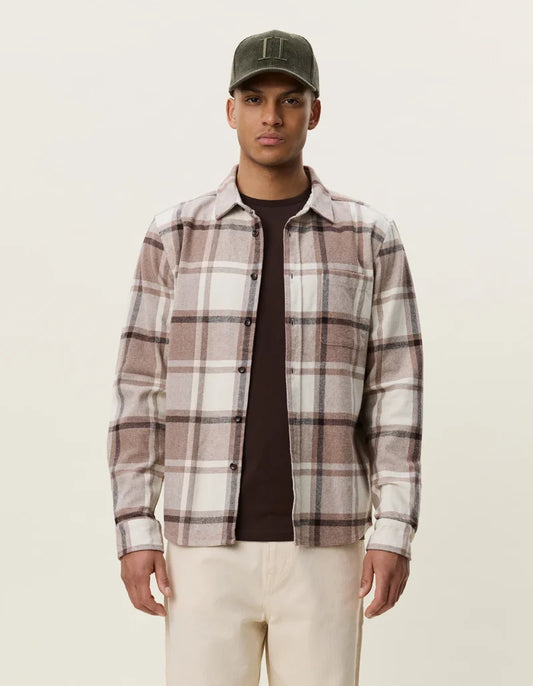 Lavender חולצה מכופתרת ארוכה לגברים Check Flannel Shirt LES DEUX