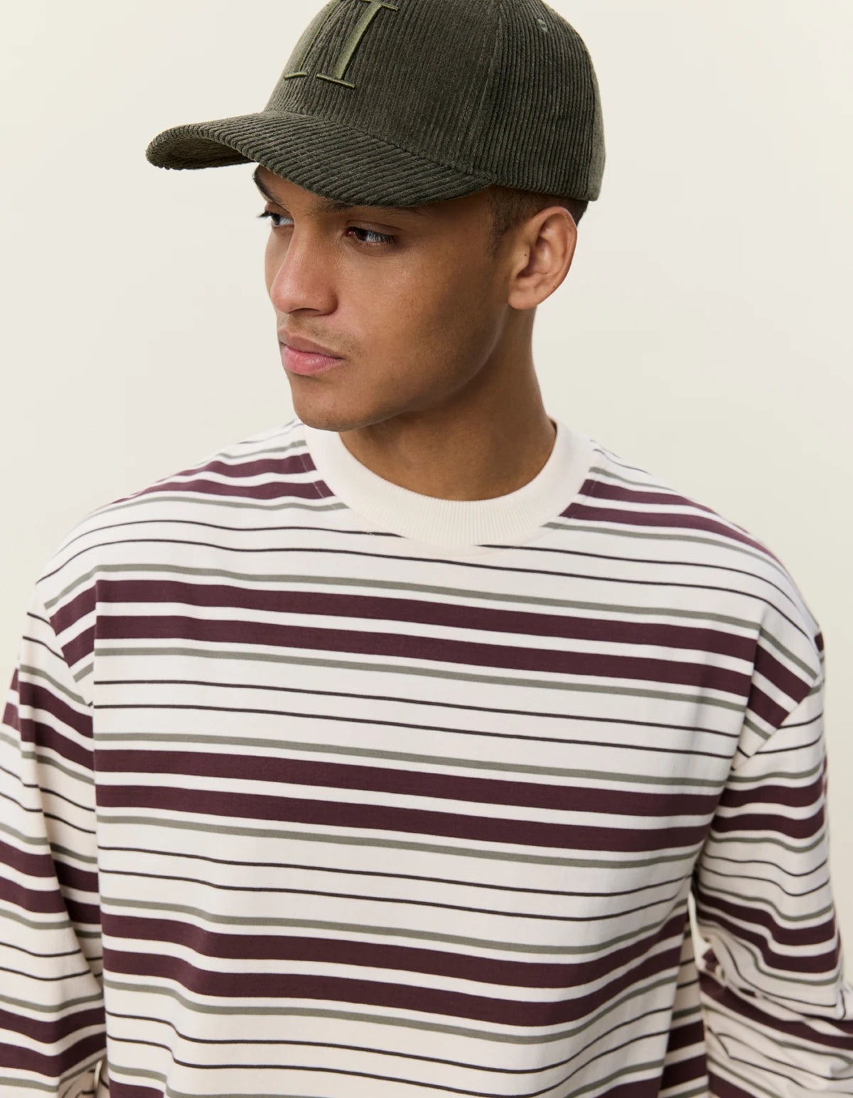 Antique White טי שירט ארוכה לגברים Stripe LS T-Shirt LES DEUX