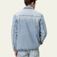 Dark Gray חולצה מכופתרת ארוכה לגברים Bleached Denim Overshirt LES DEUX