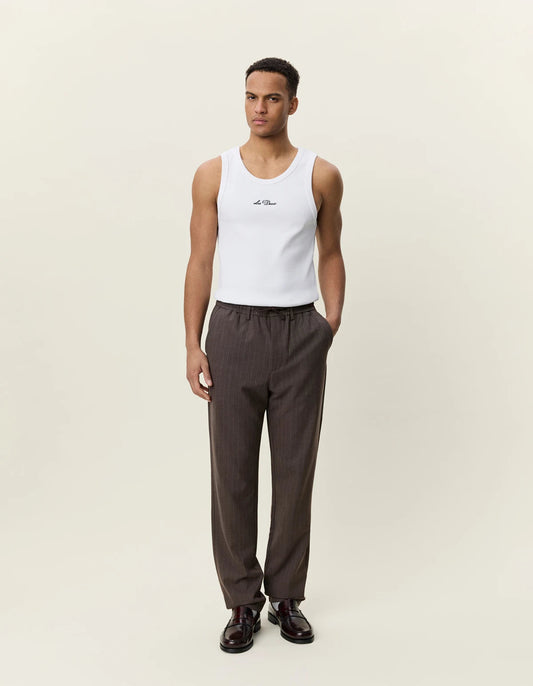 Light Gray מכנסיים ארוכים לגברים Pinstripe Tapered Suit Pants LES DEUX