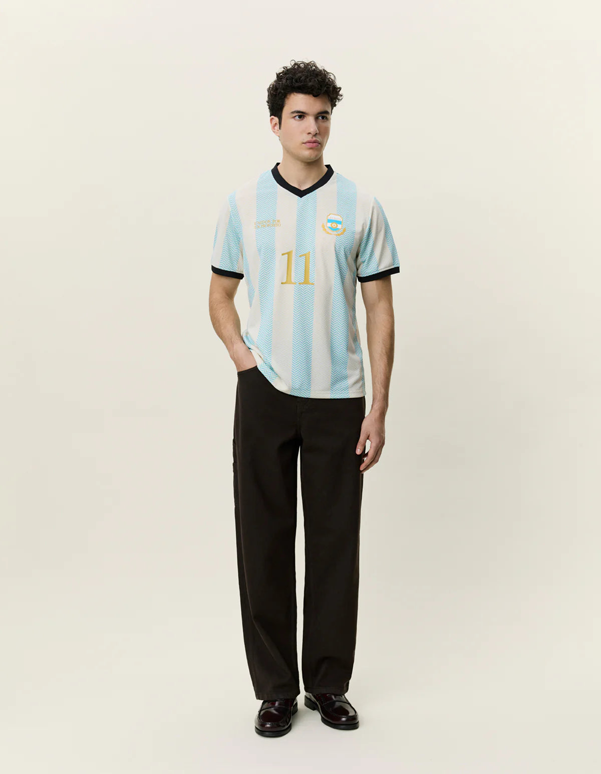 Antique White חולצת כדורגל לגברים Argentina Football Jersey LES DEUX