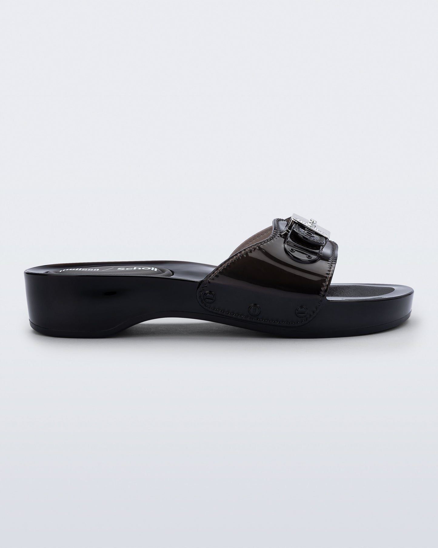Black כפכפי גומי לנשים Scholl + Melissa Pescura Heel MELISSA